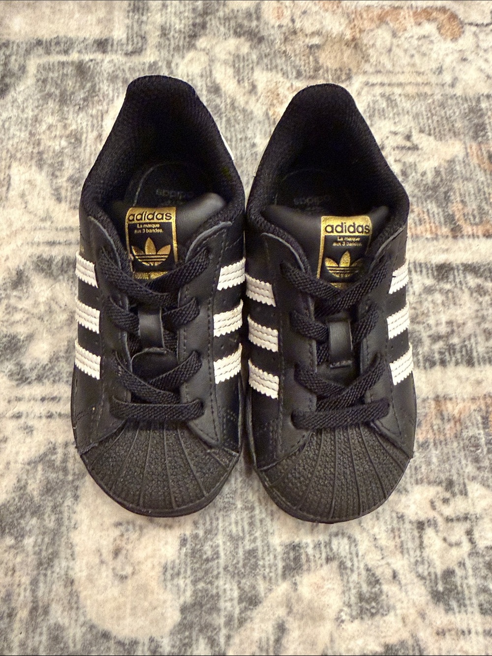 Adidas Kids Black Sneakers with White Stripes